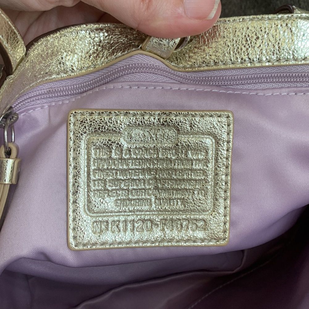 Coach tote mini gold and purple plaid NWT - Picture 7 of 12